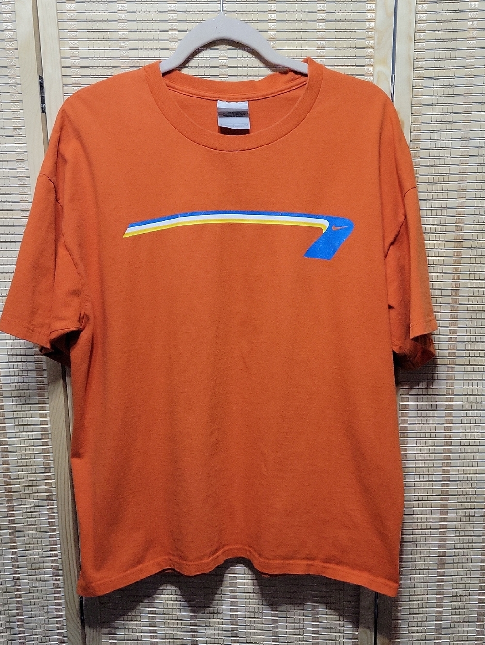 Vintage Nike Graphic Tee - 1990's/early 2000's - Orange/Blue - Large